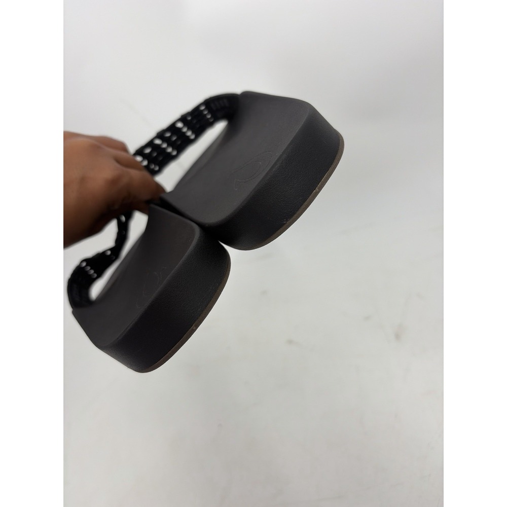 Women's Olukai Kamola Black Leather Woven Slides Sandals Size 10 - Picture 4 of 10
